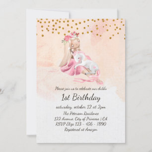 Invitation Fille Et Unicorne Enchanter Baby 1er Anniversaire