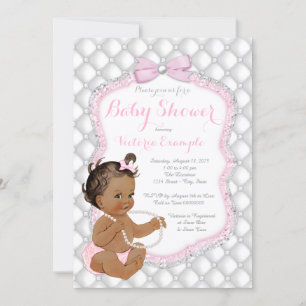 Invitation Fille ethnique Baby Shower Perle Rose