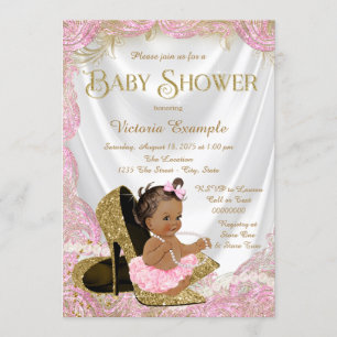 Invitation Fille ethnique chaussure à talon haut Baby Shower 