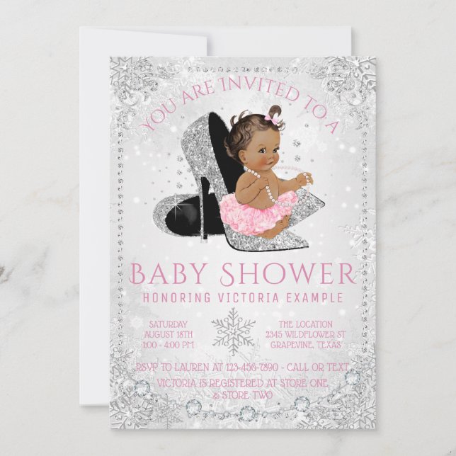Invitation Fille ethnique Winter Wonderland Bébé Shower (Devant)