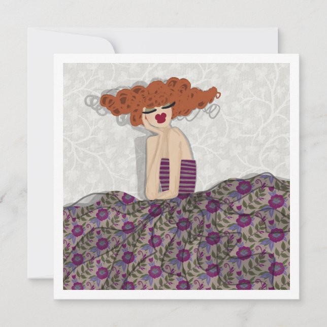 Invitation Fille Fairy in Floral Print Fashion Illustration (Devant)