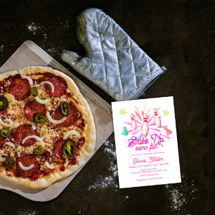 Invitation Fille, Faisons une Partie de Bowling Amusante Baby