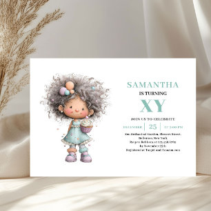 Invitation Fille Fantaisiste 1er Anniversaire Pastel Violet V