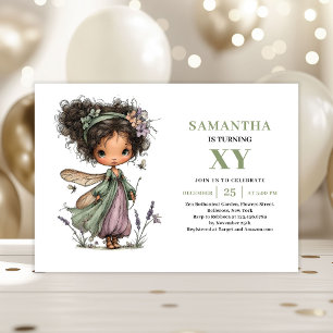Invitation Fille Fée Magique 3e Anniversaire Vert Pastel