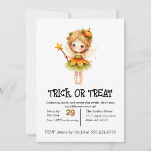 Invitation Fille Fée Mignonne à l'Halloween