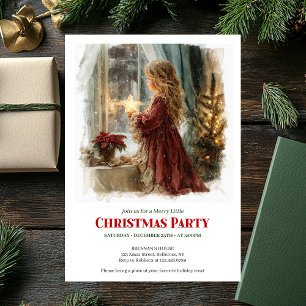 Invitation Fille festive tenant une étoile brillante imprimab