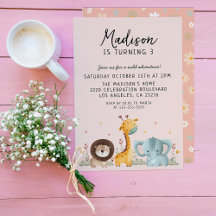 Fille Fête Animaux sauvages Anniversaire