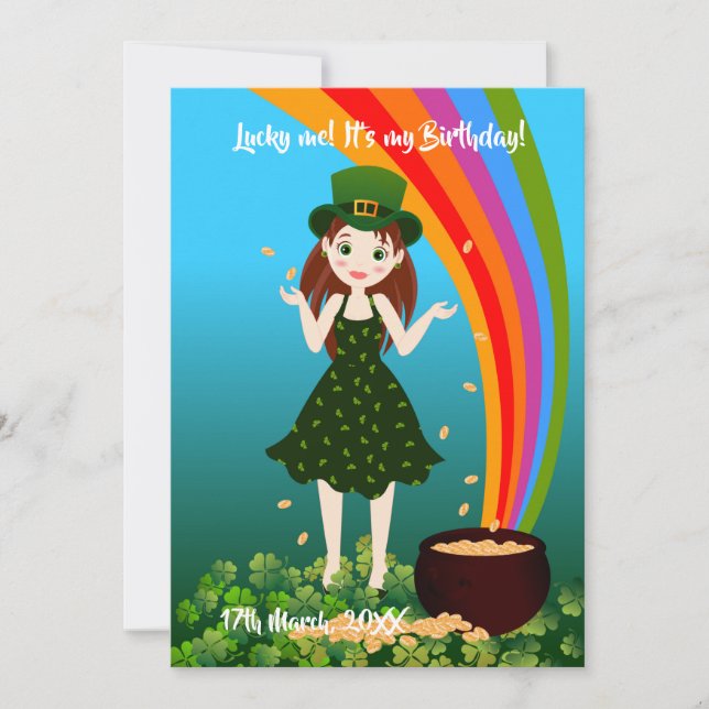 Invitation Fille fête son anniversaire sur Saint Patrick's In (Devant)