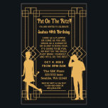 Invitation fille flapper art déco années 20 Roarin<br><div class="desc">Budget Mettez le paquet ! Fille flapper art déco et gangster années 20,  paillettes et glamour,  invitations or et noir.</div>