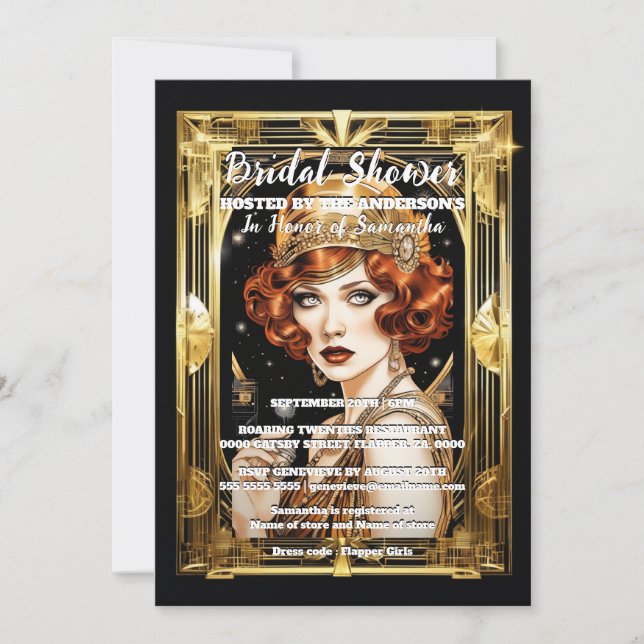 Invitation Fille Flapper prononce une fête costumée dans les  (Devant)