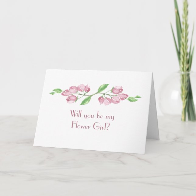 Invitation Fille Fleur Mariage Aquarelle Fleur de Cerisier (Devant)