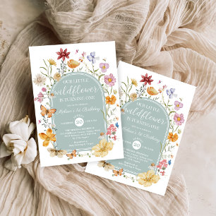 Invitation Fille Fleur sauvage 1er anniversaire