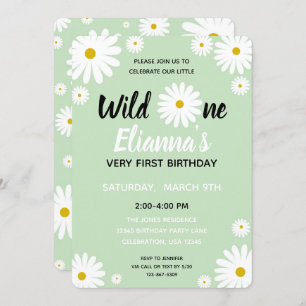Invitation Fille Fleur Sauvage Une Fois Faisée Anniversaire