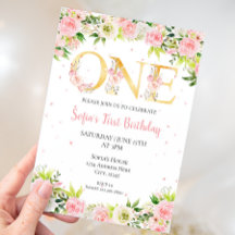 Fille Fleurs d'aquarelle premier anniversaire