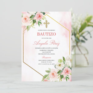 Invitation Fille Floral Bautizo espagnol