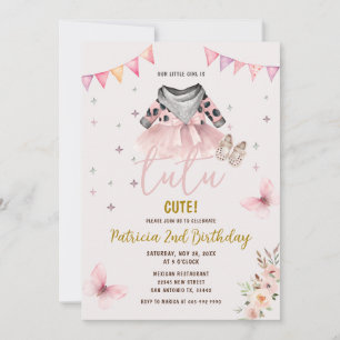 Invitation Fille Florale Tutu Occidentale Anniversaire