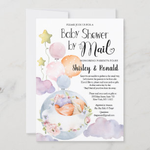 Invitation Fille Fox rose Baby shower de ballons floraux par 
