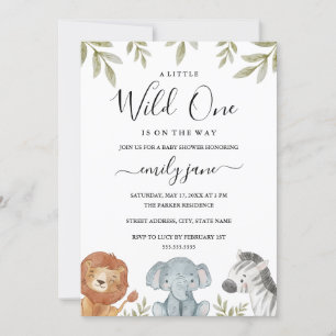 Invitation Fille Garçon Safari Animaux Mignons Baby Shower