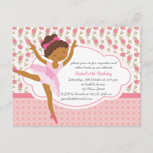 Invitation Fille géante florale Ballerina rose