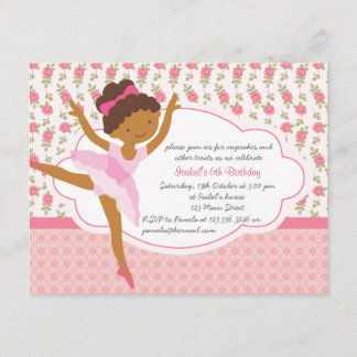 Invitation Fille géante florale Ballerina rose