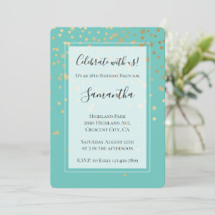 Invitation Fille Glam Confetti Points Monnaie Anniversaire