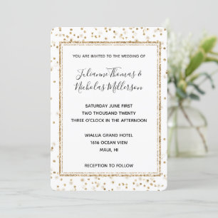 Invitation Fille Glam Gold Sparkle Confetti Mariage Invite