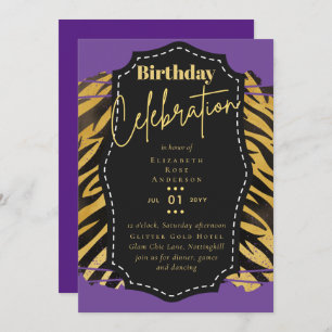 Invitation Fille Gold Parties scintillant Poster de animal An