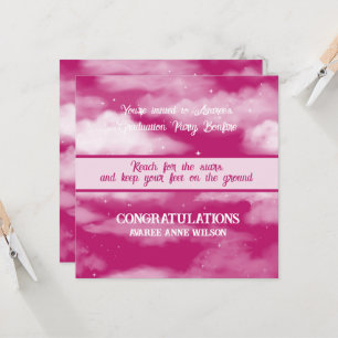 Invitation Fille Graduation Reach for the Stars Bonfire