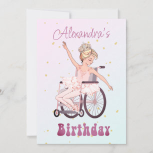 Invitation Fille handicapée Ballerina Anniversaire rose