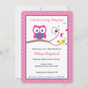 Invitation Fille Hibou Chouette Amoureuse des Oiseaux
