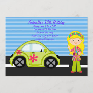 Invitation Fille hippie avec l'invitation avec des erreurs