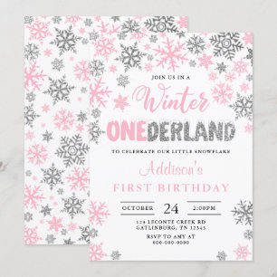 Invitation Fille Hiver Onederland Premier Anniversaire Invita
