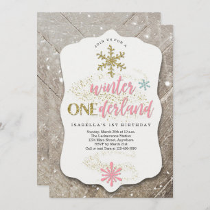 Invitation Fille Hiver ONEderland Thématique Première fête d'