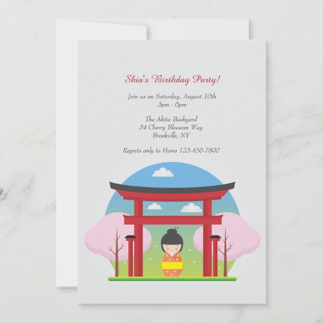 Invitation Fille Japonaise (Devant)