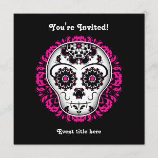 Invitation Fille jour de la fête du crâne du sucre mort