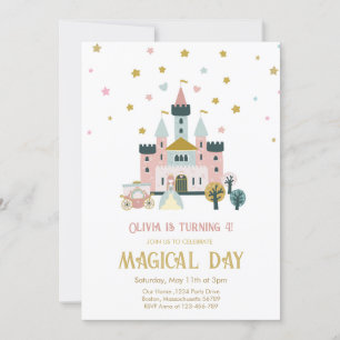 Invitation Fille Jour magique Château Princesse Anniversaire
