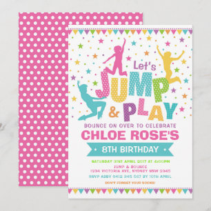 Invitation Fille Jump Anniversaire Fête Bounce House Trampoli