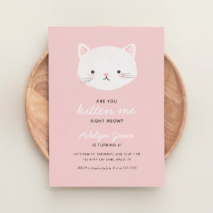 Invitation Fille Kitten Rose Anniversaire