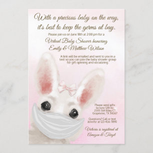 Invitation Fille Lapin Rabbit Mask Drive Par Baby shower En L