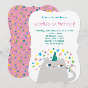 Invitation Fille Licorne Rose 1er Anniversaire