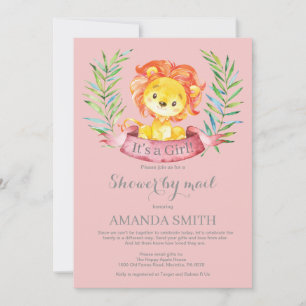 Invitation Fille Lion Baby shower par courrier
