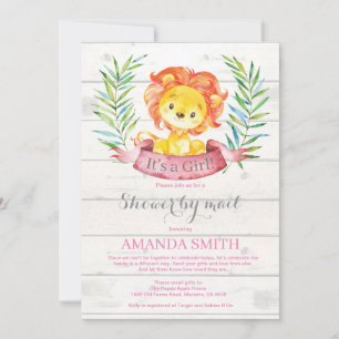 Invitation Fille Lion Baby shower par courrier
