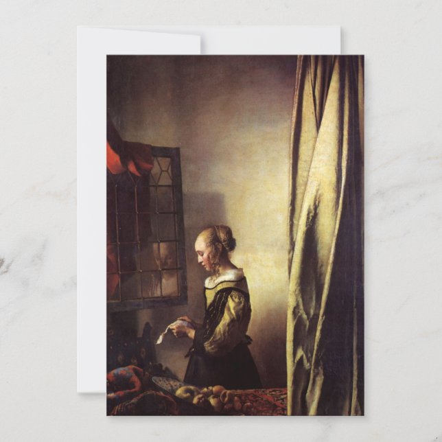 Invitation Fille lisant une lettre (Devant)