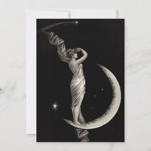 Invitation Fille Lune Art Nouveau vintage (Devant)