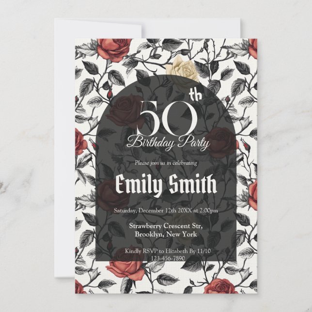 Invitation Fille Luxueuse Anniversaire Moderne Rose (Devant)