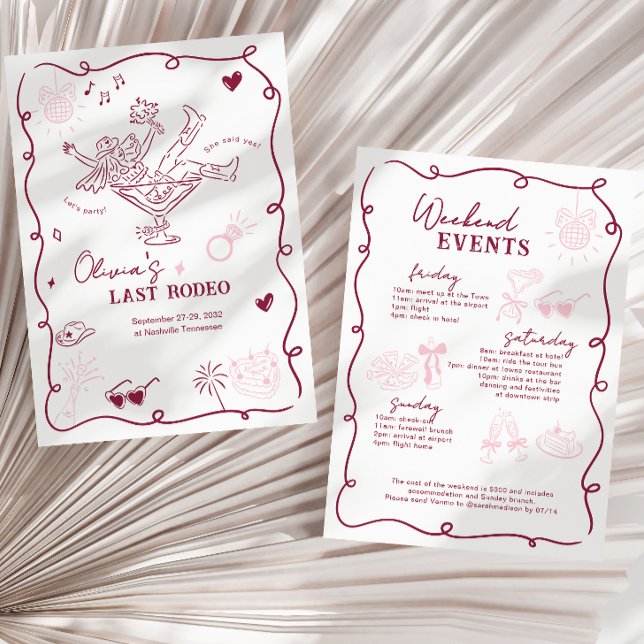 Invitation Fille Martini au vin de cerise Dernier Rodéo Enter (Créateur téléchargé)