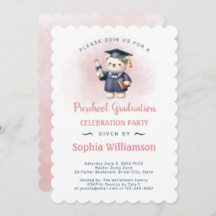 Invitation Fille maternelle Diplôme Ours en peluche