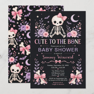 Invitation Fille mignonne à l'os Fête prénatale Halloween