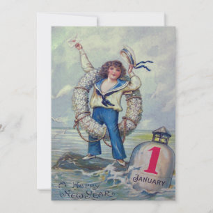 Invitation Fille mignonne Anneau de lancer de bouée de marin