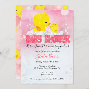 Invitation Fille mignonne en caoutchouc Duckie de